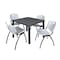 Kee Kee Square Table & Chair Set, Wood, Metal, Plastic Top, Grey TB3636GYBPBK47GY - alternate 1